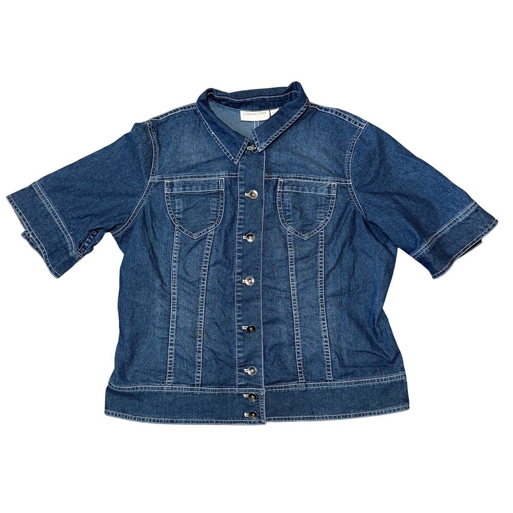 Coldwater Creek Women's Denim Jacket 16 Blue Casual Three Quarter Sleeve